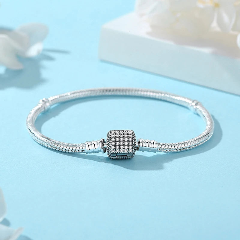 925 Sterling Silver Bracelets Bangles Love Heart Clip