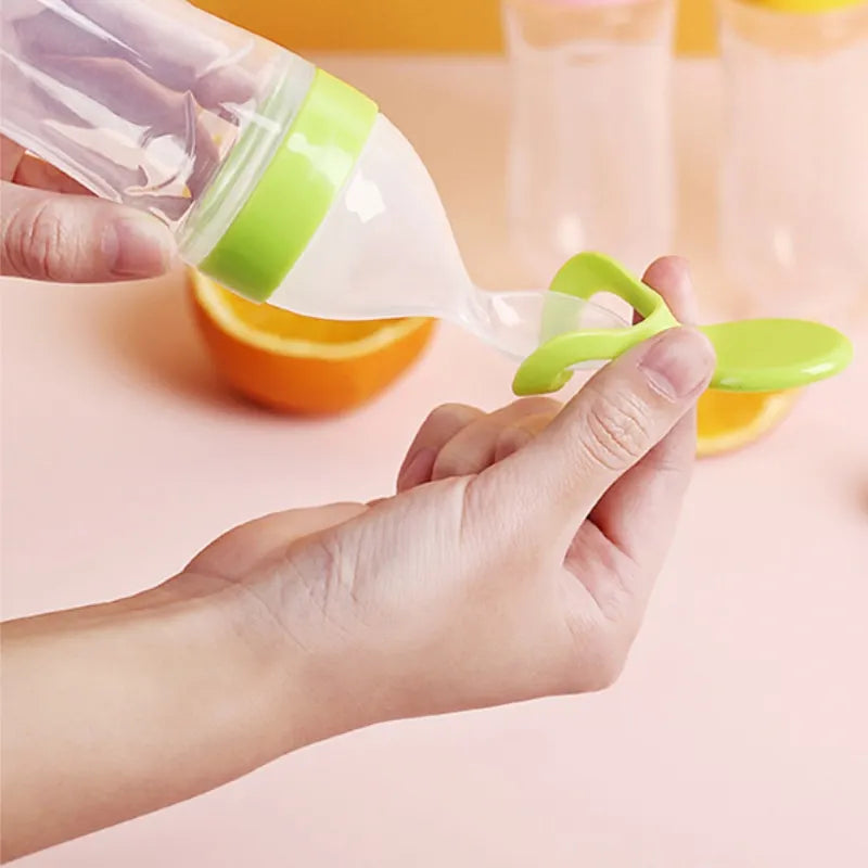 Baby Rice Cereal Bottle Silicone Milk Bottle Squeeze With Spoon