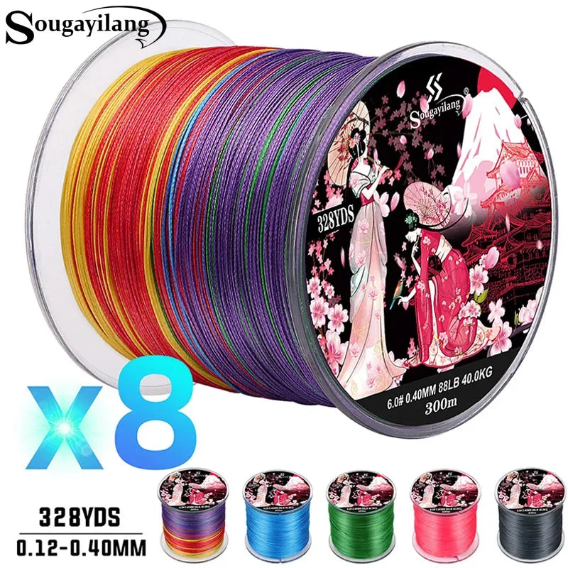 Sougayilang Braided Fishing Line X8 100/300 Drag 22~88LB