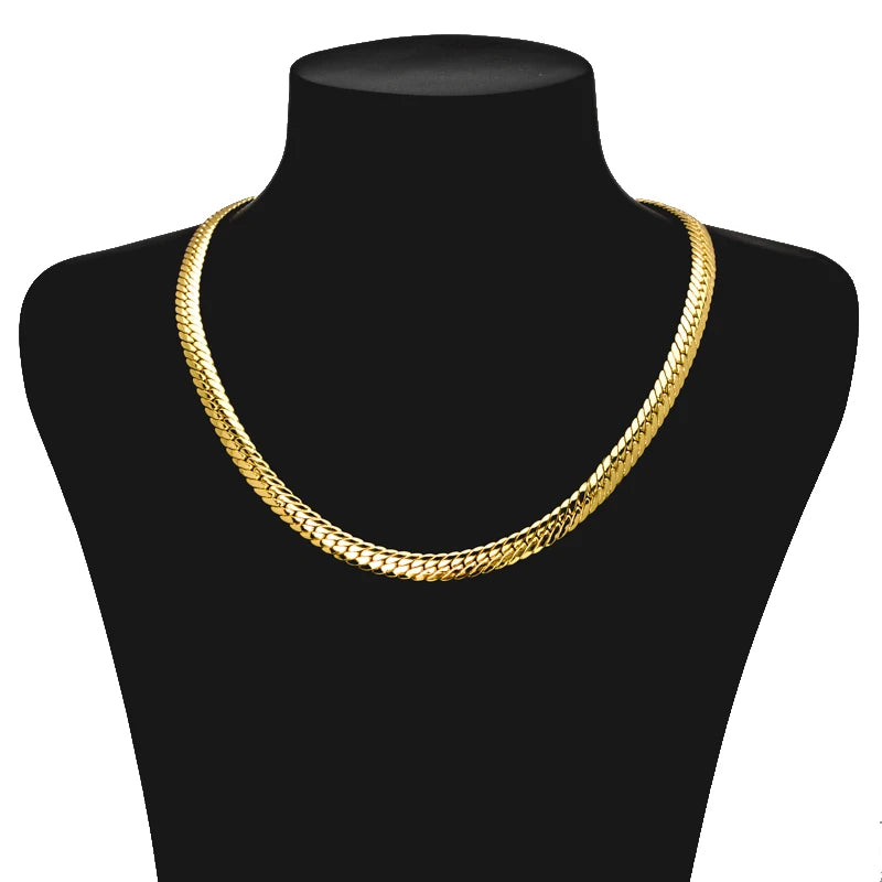 New Copper Necklace Snake Chains Gold Plated High Quality For Women, Men
