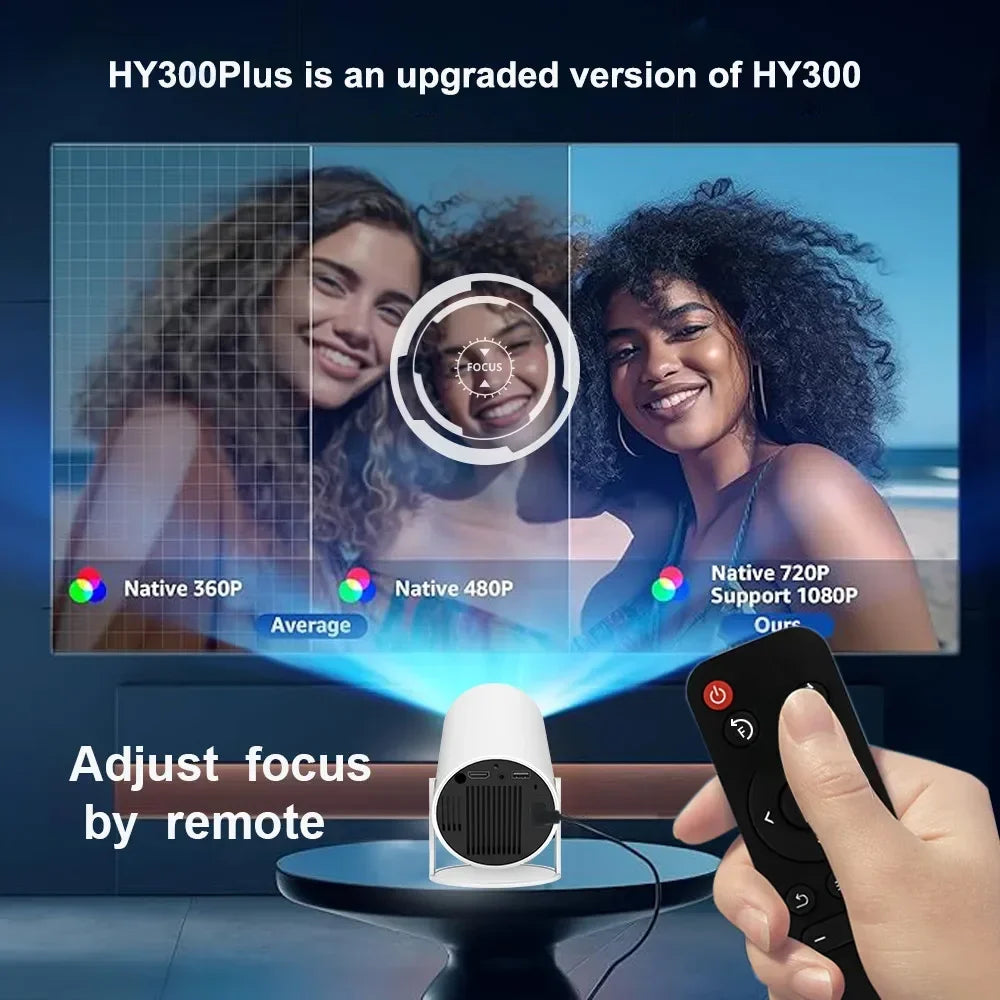 HY300 Plus Projector Android 4K 1280*720P Dual Wifi 300ANSI Video Cinema