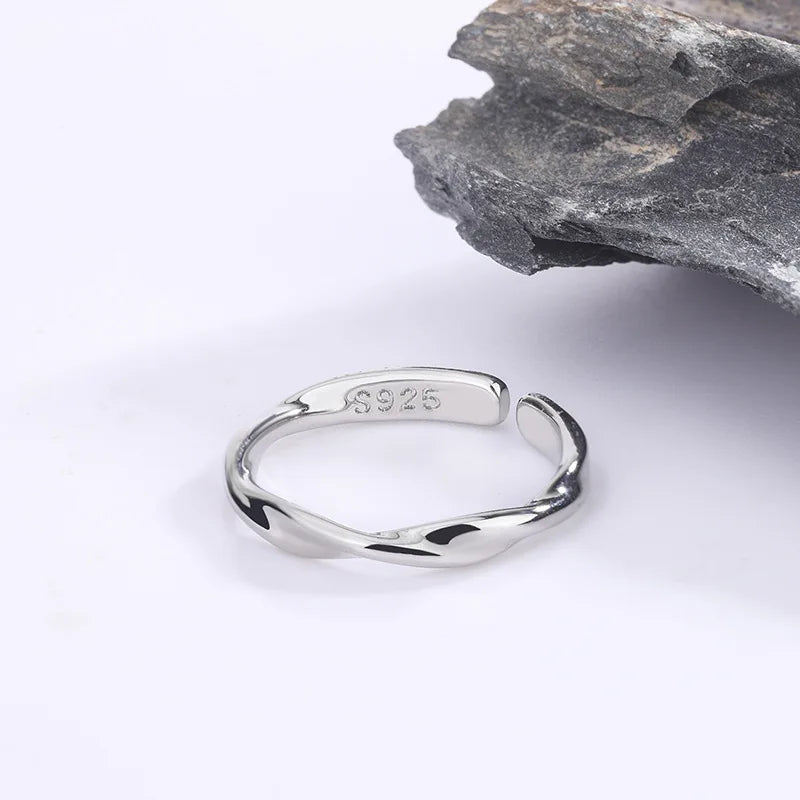 Fashion 925 Sterling Silver Simple Twisted Wire Woman Rings Wedding Fine jewelry