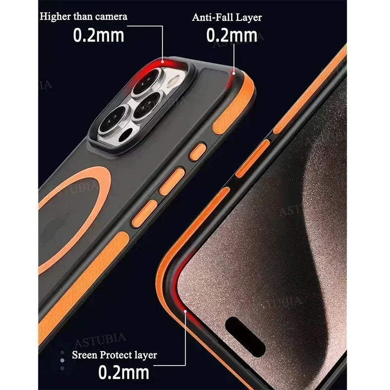 Luxury Bicolor Matte Magnetic Translucent Case For iPhone