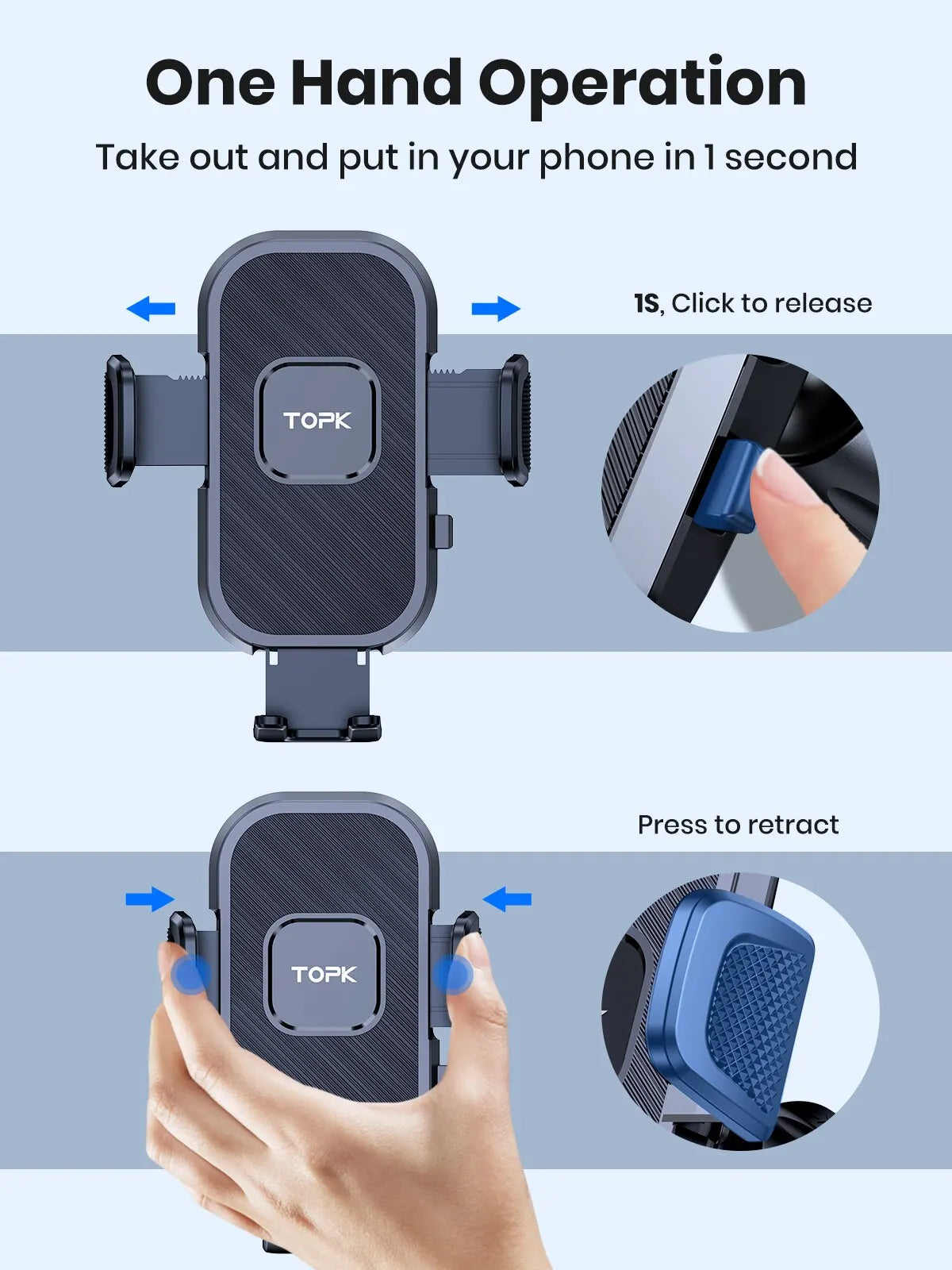 Car Phone Holder Gravity Stand for iPhone, Xiaomi, Samsung