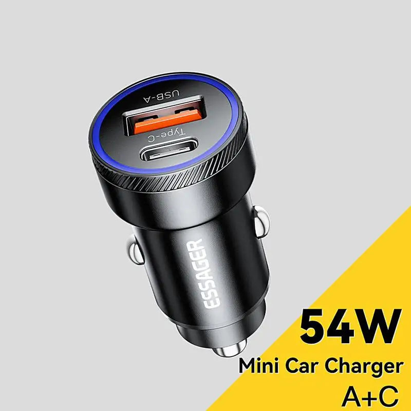 2 Ports USB C Car Charger Mini 54W Fast Charging