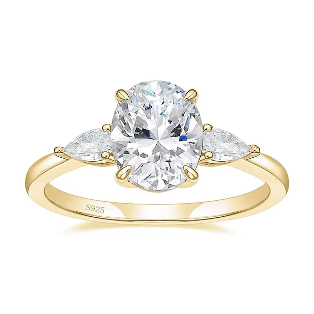Trumium 3CT 925 Sterling Silver Engagement Rings 3-Stone Cubic Zirconia