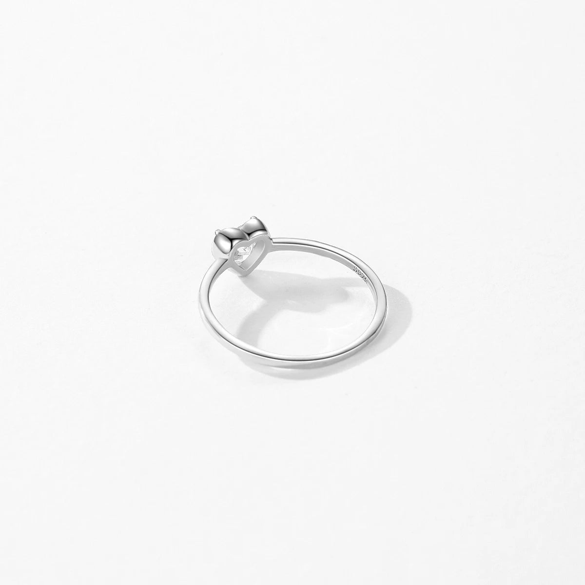 925 Sterling Silver Minimalism Romantic Hearts Zirconia Ring