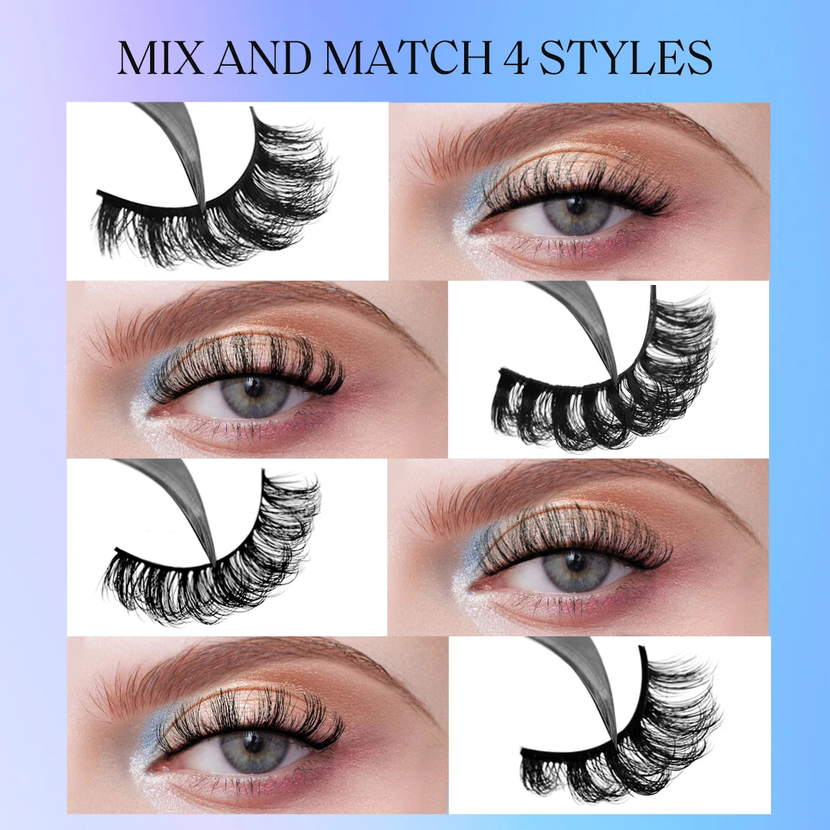 5/10/20 pairs Fluffy Mink Lashes 3D False Eyelashes, D Curl Fake Eyelashes  Makeup