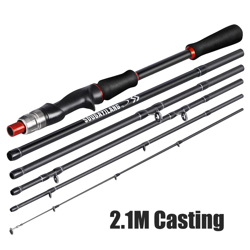 1.8m 2.1m Lure Fishing Rod Carbon Fiber Spinning Casting Fishing Rod Bait Weight 10-30g Travel