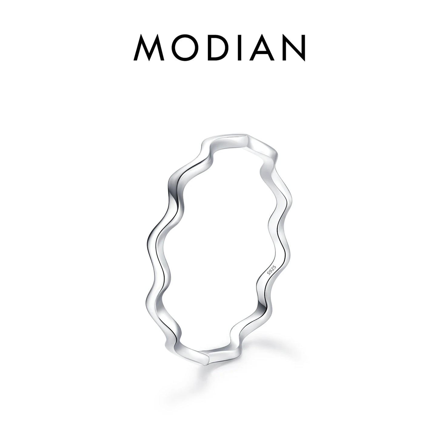 925 Sterling Silver Simple Fashion Stackable Ring Classic Wave Geometric Exquisite Finger Rings