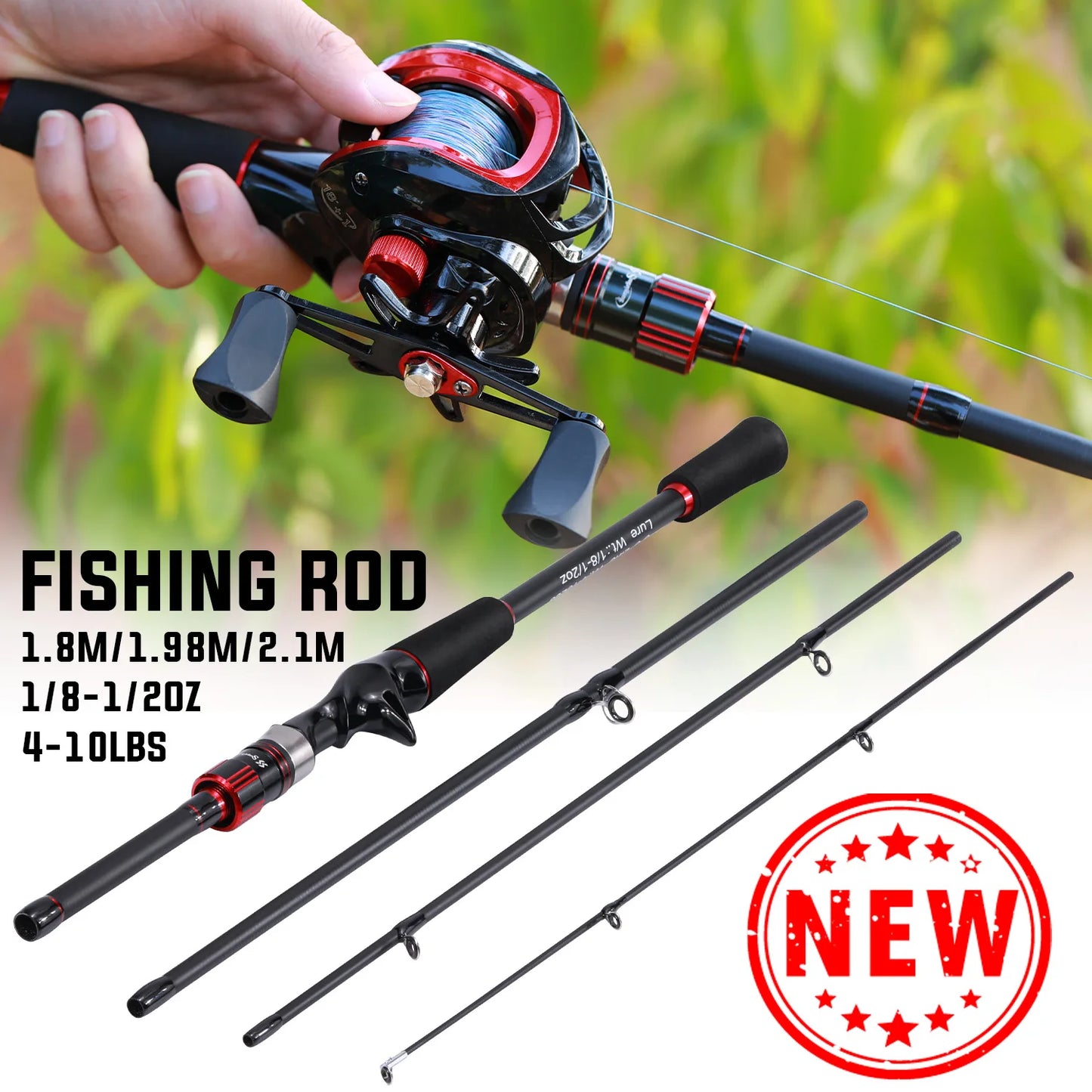 Casting/Spinning Fishing Rod 1.8-2.1m 4 Section UltraLight Carbon Fiber