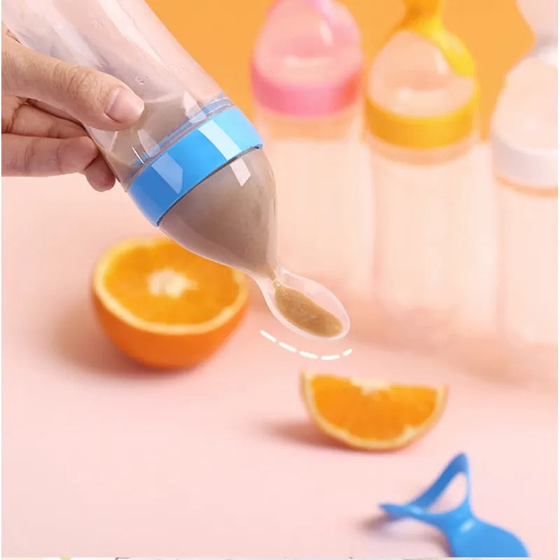 Baby Rice Cereal Bottle Silicone Milk Bottle Squeeze With Spoon