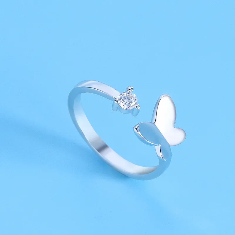 Hot 925 Sterling Silver Ring AAA Zircon Adjustable Simplicity Fashion Exquisite Women Jewelry