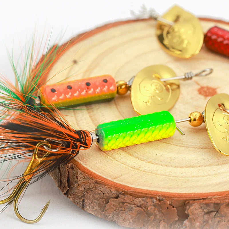 10/5PCS Metal Spinner Bait Spoon Hard Fishing Lures With Treble Hooks