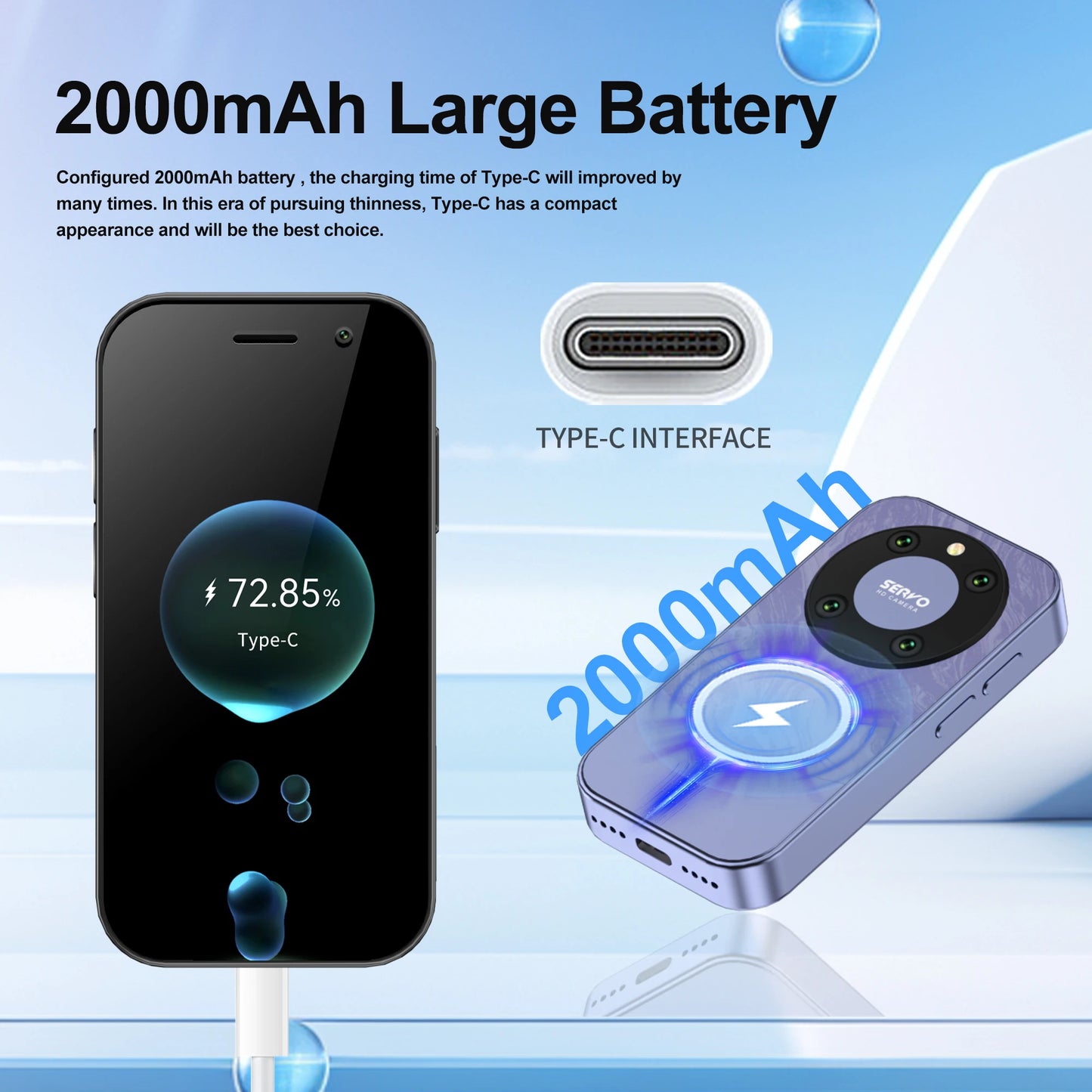 SERVO KING 9000 3.0" HD Display Small Smartphone Android 10.0 Network 4G