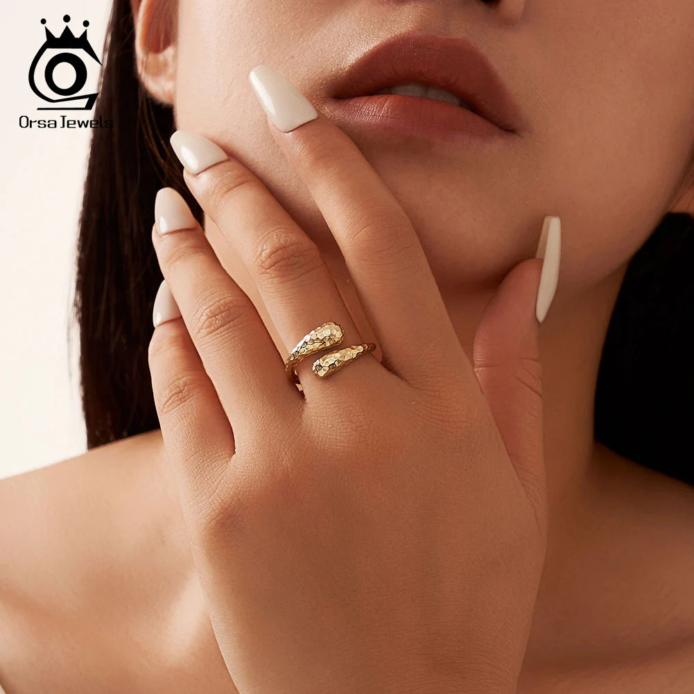 ORSA JEWELS 925 Sterling Silver Retro Snake Ring for Women