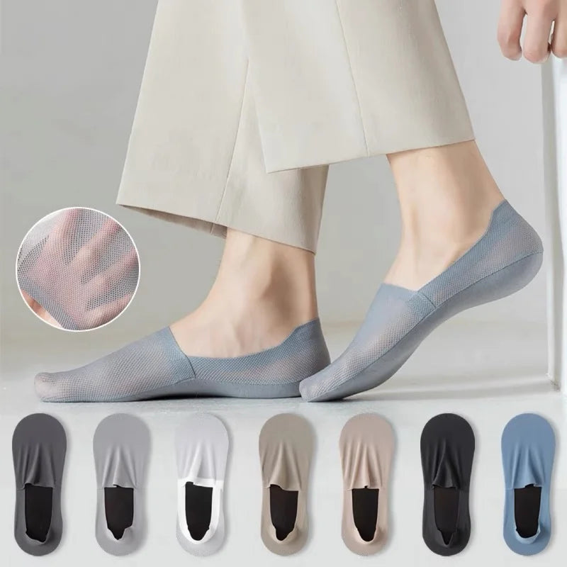 Summer Mens Thin Silk Sock Slippers