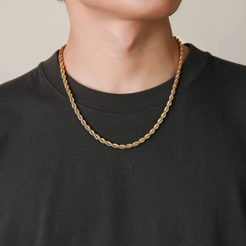 Gold Color Rope Chain Necklaces for Women Men,Chic Twisted Collar