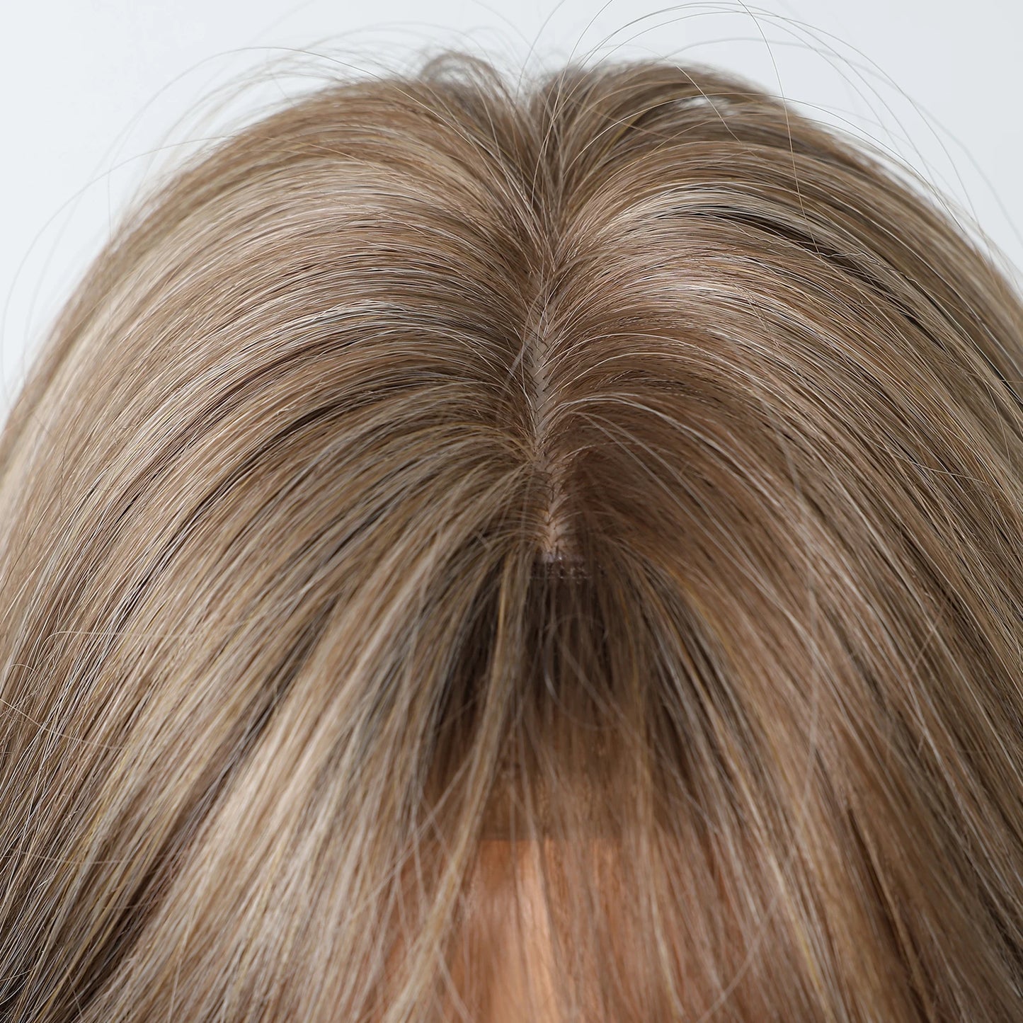 LOUIS FERRE Brown With Blonde Highlights Synthetic Wigs With Side Bangs