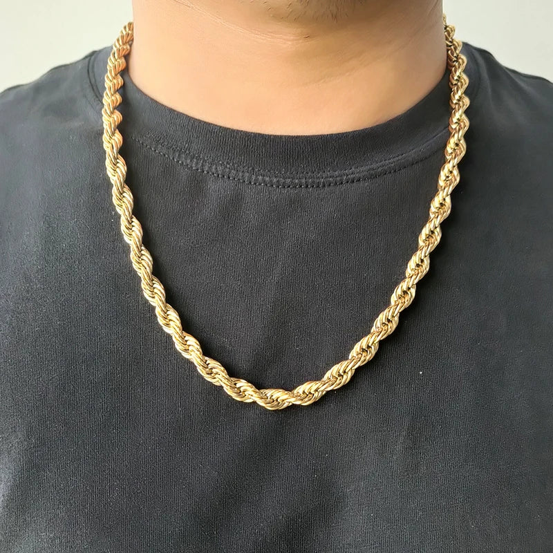 Twist Chain Stainless Steel Long Chain Necklace for Men Women