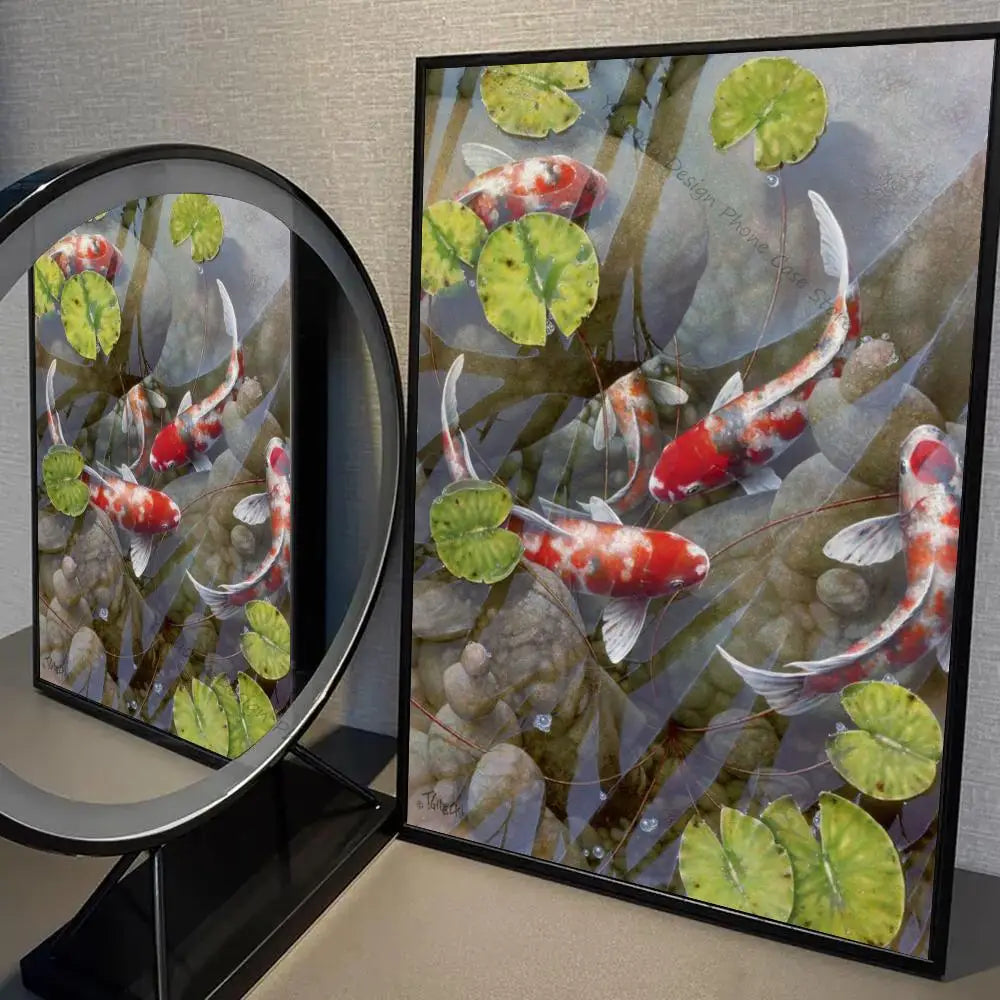 1pc Modern Golden Lotus Koi Fish Poster