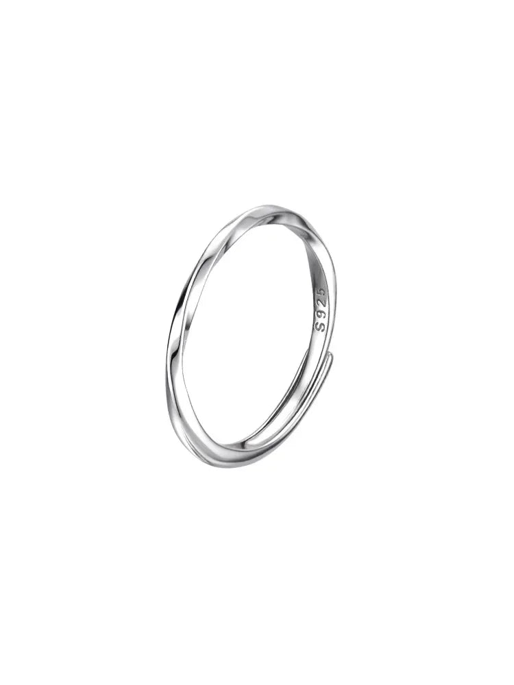 925 Sterling Silver Geometric bending Ring