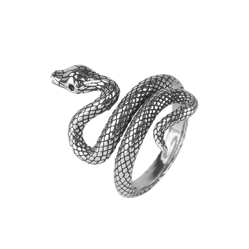 Gothic Entwined Viper Cobra Open Adjustable Ring Women's Fashion Alternative Casual Jewelry