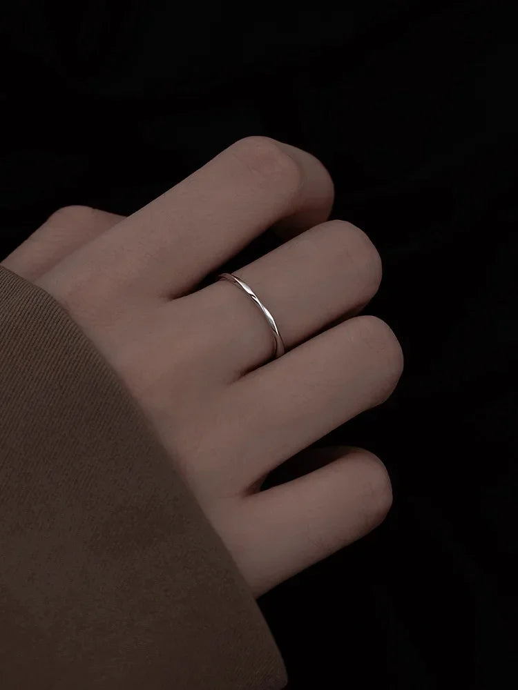 925 Sterling Silver Geometric bending Ring