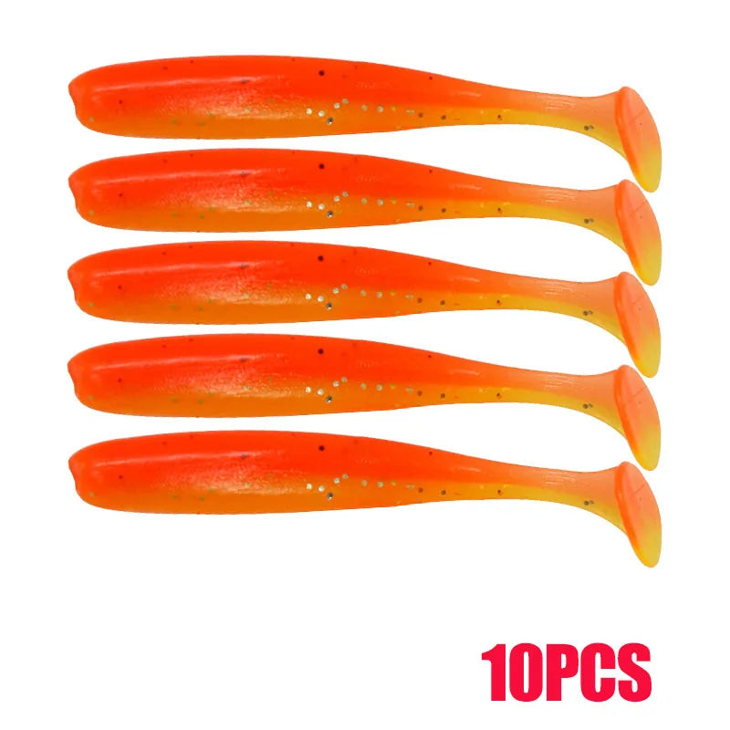 10-30pcs T Tail 55mm 70mm 90mm Shad Worm Soft Bait