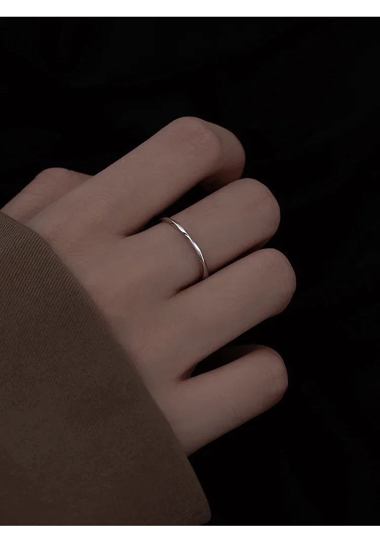 925 Sterling Silver Geometric bending Ring