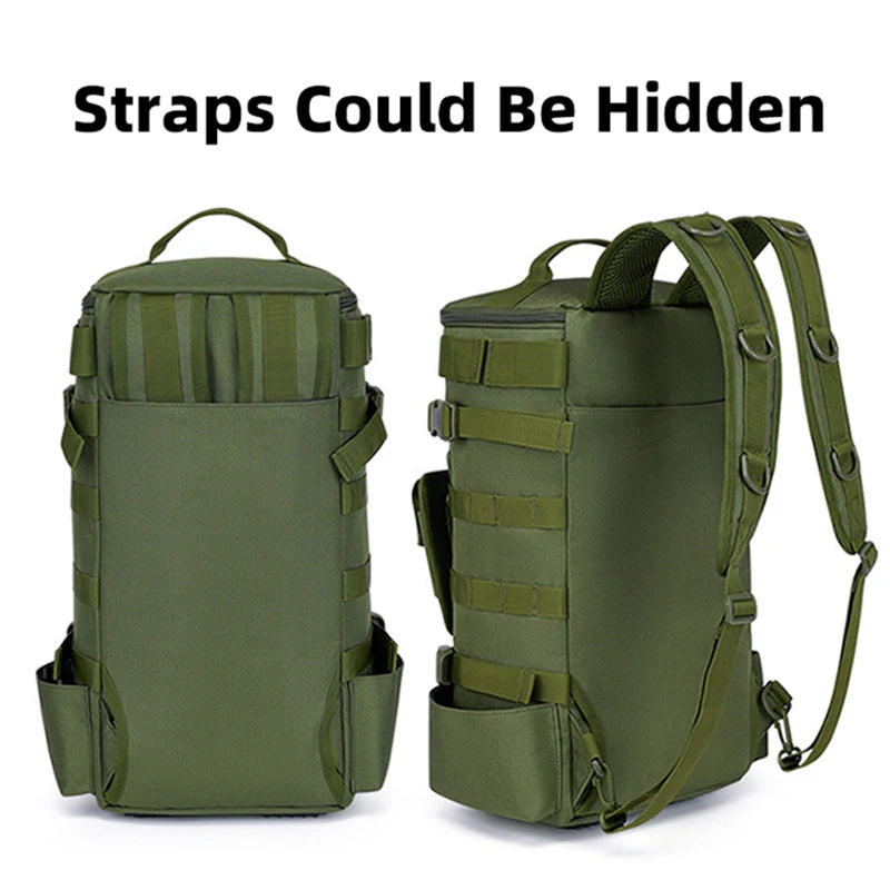 Tactical Fishing Backpack Tackle Bag with Rod Holders Fish Equipment Storage