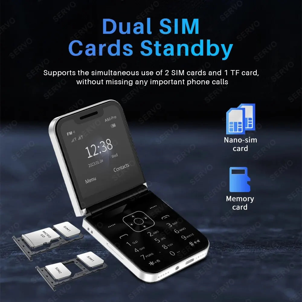 SERVO A50 PRO Foldable Mobile Phone Auto FM Radio Call Record