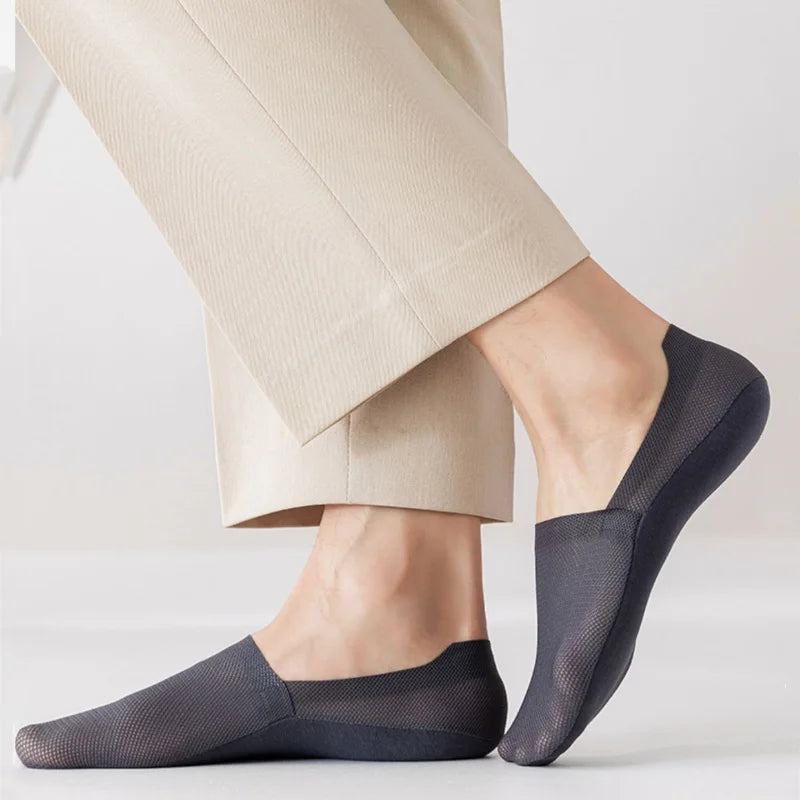 Summer Mens Thin Silk Sock Slippers