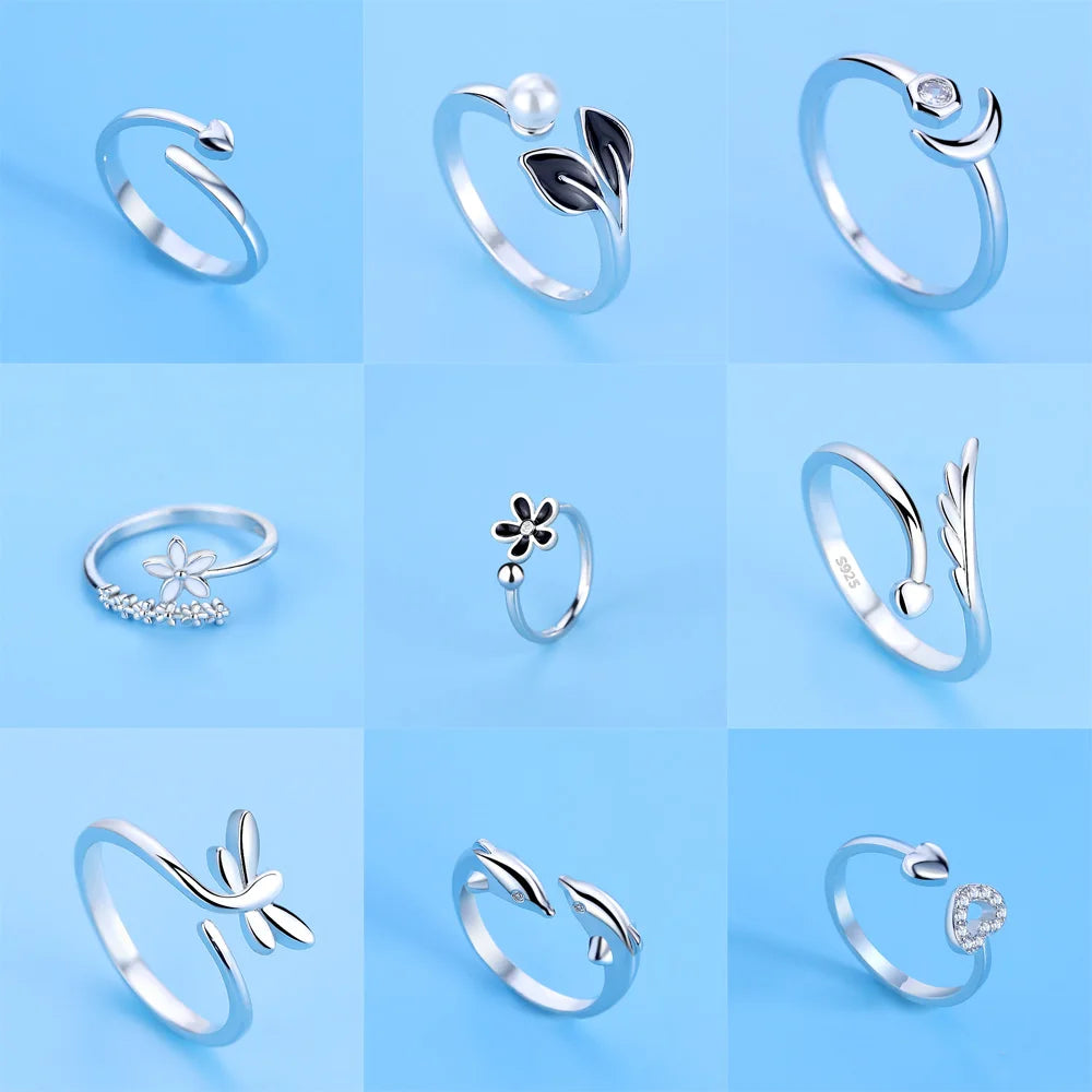 Hot 925 Sterling Silver Ring AAA Zircon Adjustable Simplicity Fashion Exquisite Women Jewelry