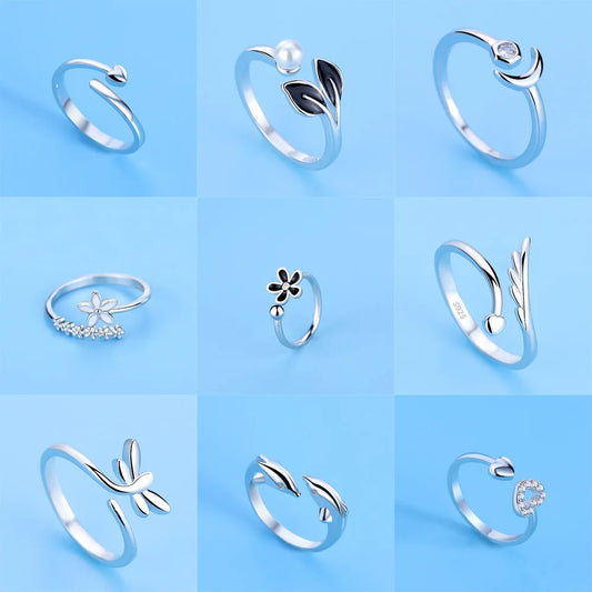 Hot 925 Sterling Silver Ring AAA Zircon Adjustable Simplicity Fashion Exquisite Women Jewelry