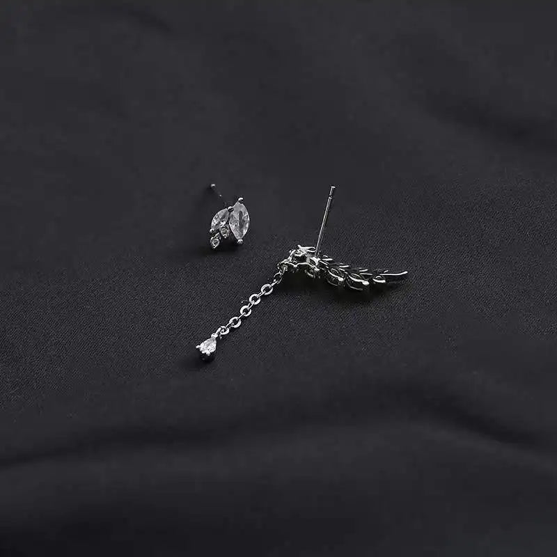 925 Sterling Silver Asymmetry Classic Zircon Stud Earrings For Women Luxury Designer J
