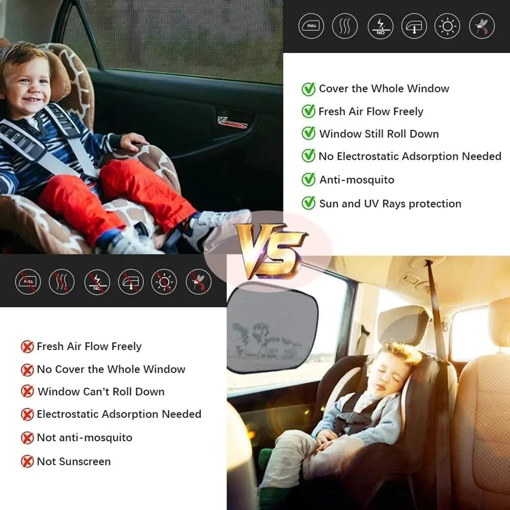 Car Sunshade Curtains Universal Side Window Shades SUV Curtains Protection Repellent Mosquito