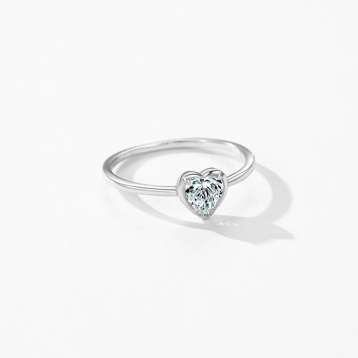 925 Sterling Silver Minimalism Romantic Hearts Zirconia Ring