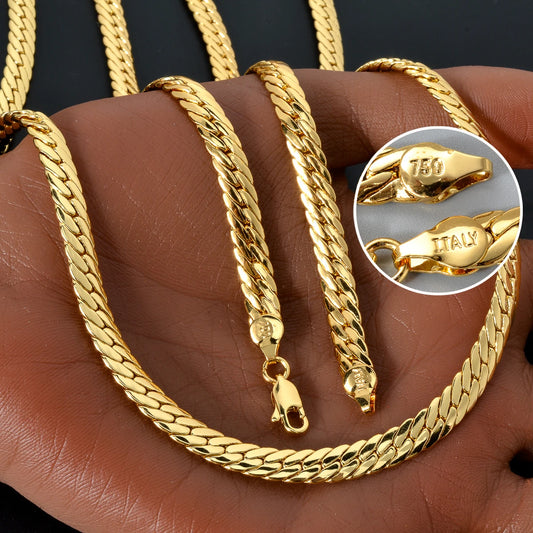 New Copper Necklace Snake Chains Gold Plated High Quality For Women, Men