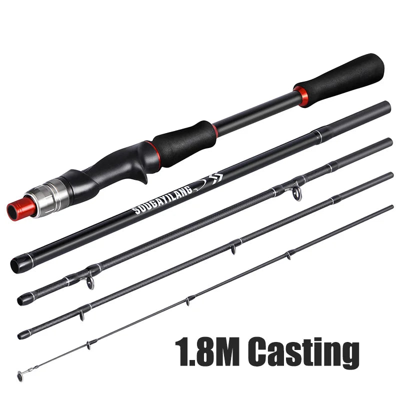 1.8m 2.1m Lure Fishing Rod Carbon Fiber Spinning Casting Fishing Rod Bait Weight 10-30g Travel