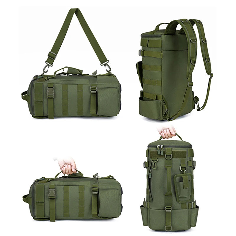Tactical Fishing Backpack Tackle Bag with Rod Holders Fish Equipment Storage