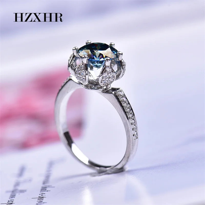 Classic 925 Sterling Silver 2 Carat Pass Diamond Tester Brilliant Cut Colored Moissanite