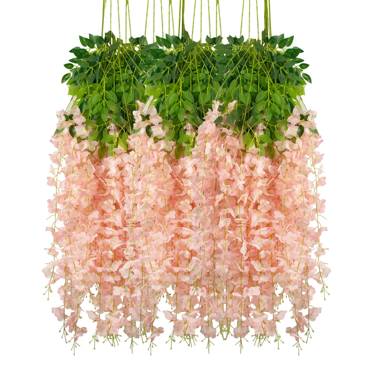 12pcs Artificial Flowers Silk Wisteria Vine Fake Silk Hanging Flower