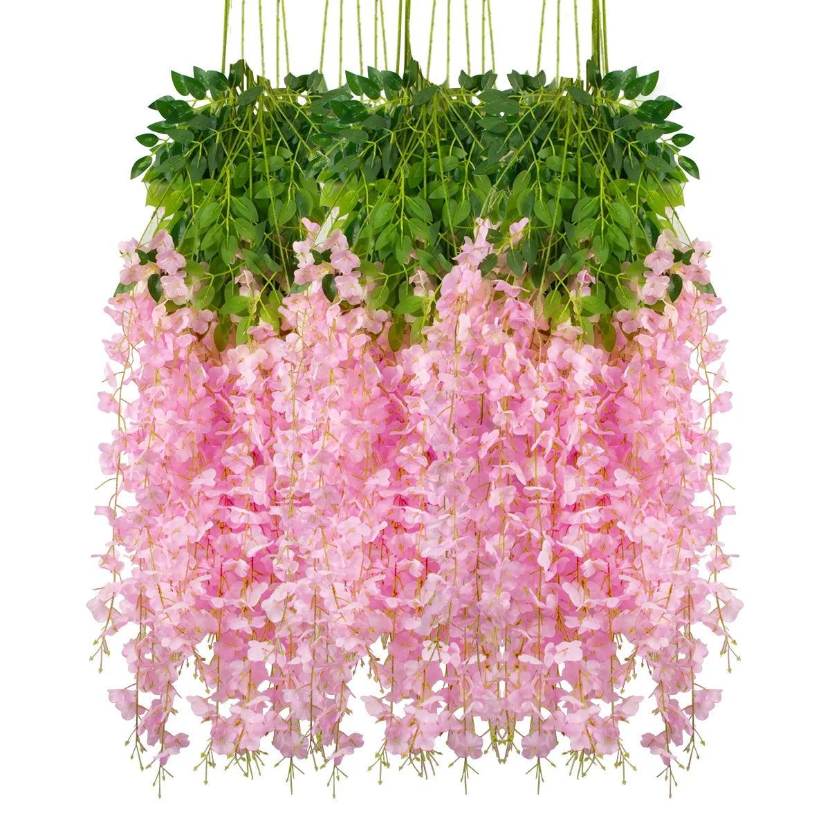 12pcs Artificial Flowers Silk Wisteria Vine Fake Silk Hanging Flower