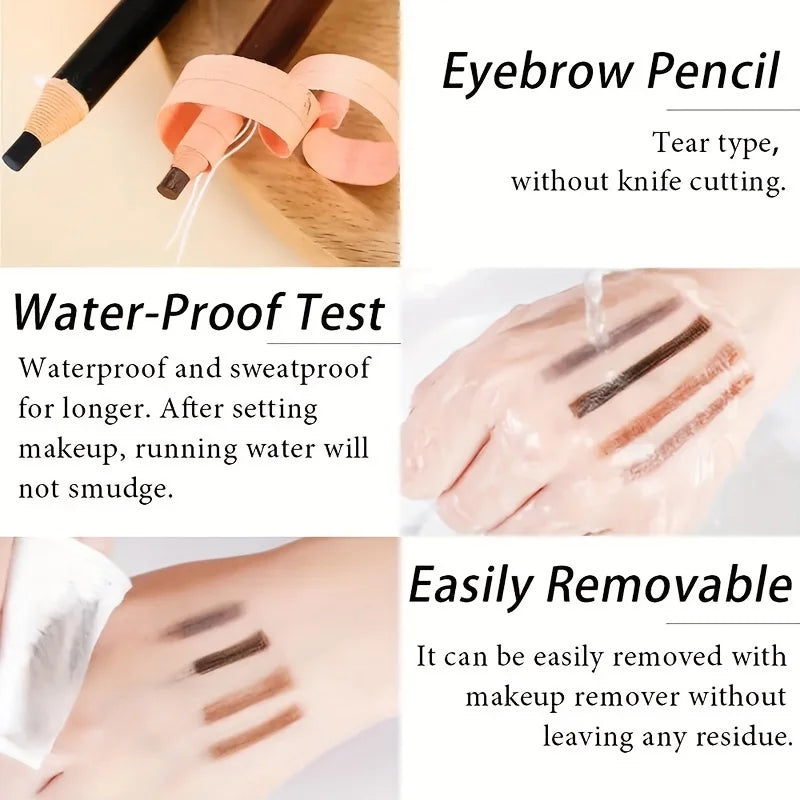 Tear Off Pull Line Eyebrow Pencil, Natural Color Rendering, Sweat Proof And Smudge Proof Eyebro
