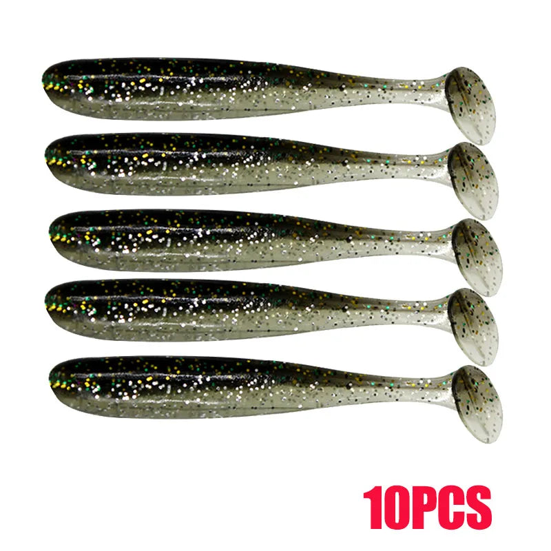 10-30pcs T Tail 55mm 70mm 90mm Shad Worm Soft Bait
