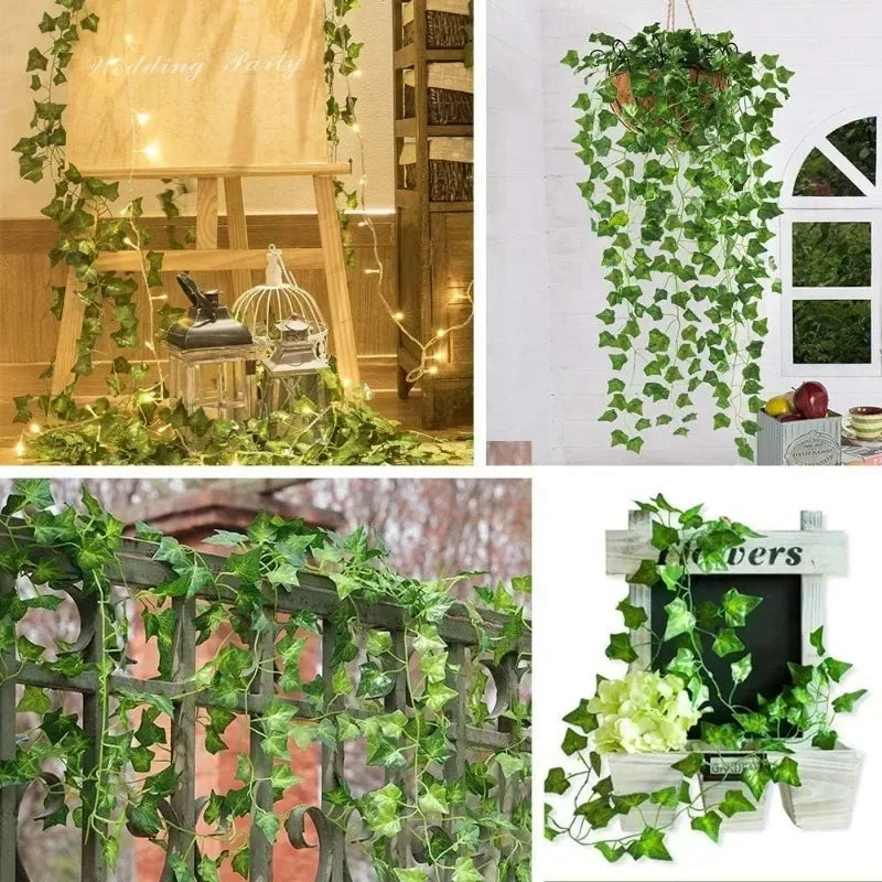 100/2M Artificial Green Ivy Vine Garland Fake Leaf Plants