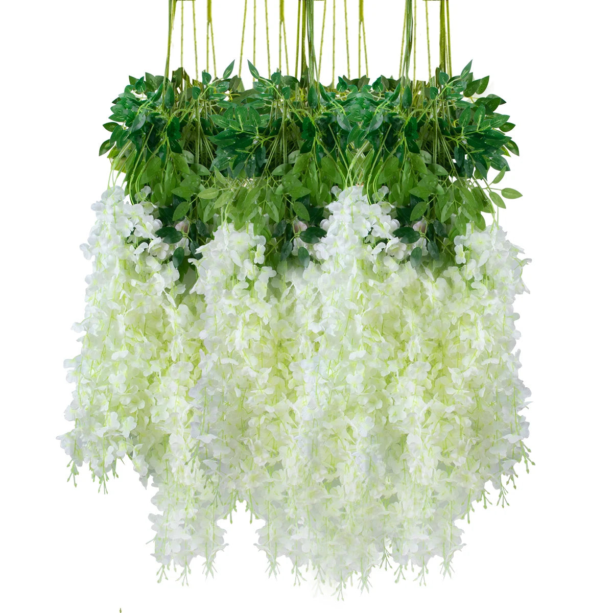 12pcs Artificial Flowers Silk Wisteria Vine Fake Silk Hanging Flower