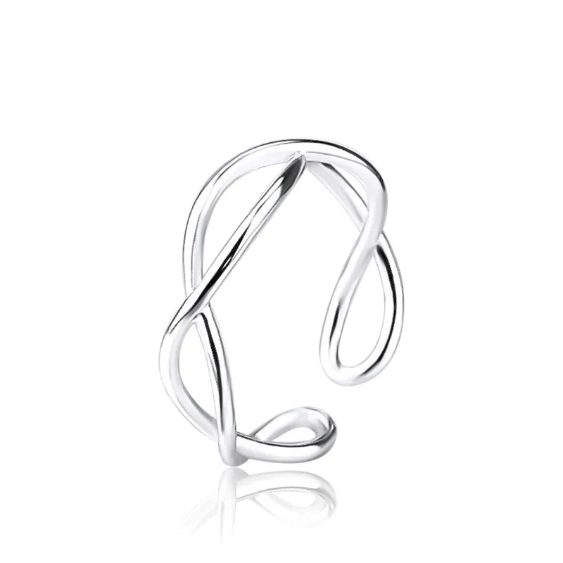 Hot 925 Sterling Silver Ring AAA Zircon Adjustable Simplicity Fashion Exquisite Women Jewelry