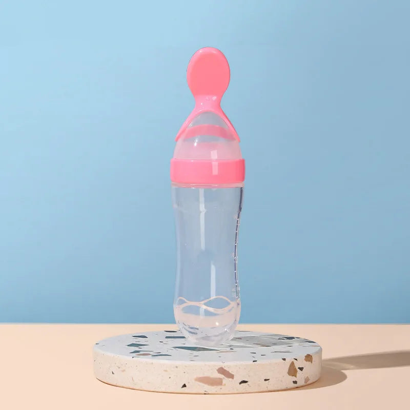 Baby Rice Cereal Bottle Silicone Milk Bottle Squeeze With Spoon
